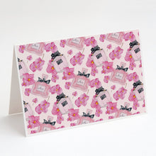 Load image into Gallery viewer, Watercolor Pink Flowers and Perfume Greeting Cards -  Blank Note Cards – 8-Pack of Artist-Designed Cards with Envelopes
