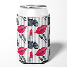 Load image into Gallery viewer, Watercolor Lipstick and Grey Stripes Can or Bottle Hugger BB7512CC