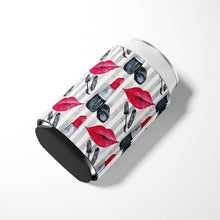 Load image into Gallery viewer, Watercolor Lipstick and Grey Stripes Can or Bottle Hugger BB7512CC