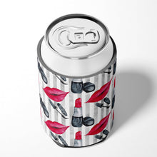 Load image into Gallery viewer, Watercolor Lipstick and Grey Stripes Can or Bottle Hugger BB7512CC