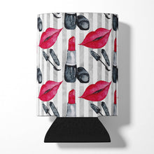 Load image into Gallery viewer, Watercolor Lipstick and Grey Stripes Can or Bottle Hugger BB7512CC