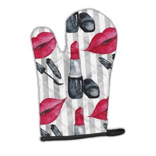 Load image into Gallery viewer, Watercolor Lipstick and Grey Stripes Oven Mitt BB7512OVMT