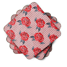 Load image into Gallery viewer, Watercolor Red Roses and Polkadots Foam Coaster  BB7513FC