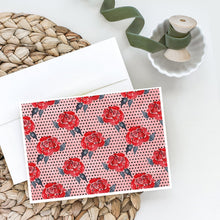 Load image into Gallery viewer, Watercolor Red Roses and Polkadots Greeting Cards -  Blank Note Cards – 8-Pack of Artist-Designed Cards with Envelopes
