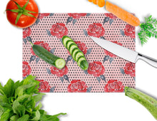 Load image into Gallery viewer, Watercolor Red Roses and Polkadots Glass Cutting Boards – Durable, Decorative Kitchen Art Large BB7513LCB
