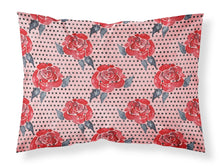 Load image into Gallery viewer, Watercolor Red Roses and Polkadots Fabric Standard Pillowcase – Artistic Decorative Front, White Back BB7513PILLOWCASE