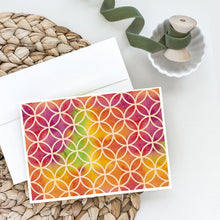 Load image into Gallery viewer, Watercolor Rainbow Geometric Circles Greeting Cards -  Blank Note Cards – 8-Pack of Artist-Designed Cards with Envelopes