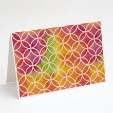 Load image into Gallery viewer, Watercolor Rainbow Geometric Circles Greeting Cards -  Blank Note Cards – 8-Pack of Artist-Designed Cards with Envelopes