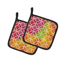 Load image into Gallery viewer, Watercolor Rainbow Geometric Circles Pot Holders - Set of 2 - Heat-Resistant Kitchen Essentials BB7515PTHD