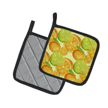 Load image into Gallery viewer, Watercolor Limes and Oranges Citrus Pot Holders - Set of 2 - Heat-Resistant Kitchen Essentials BB7517PTHD