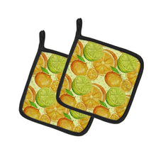 Load image into Gallery viewer, Watercolor Limes and Oranges Citrus Pot Holders - Set of 2 - Heat-Resistant Kitchen Essentials BB7517PTHD