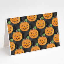 Load image into Gallery viewer, Watecolor Halloween Jack-O-Lantern Greeting Cards -  Blank Note Cards – 8-Pack of Artist-Designed Cards with Envelopes