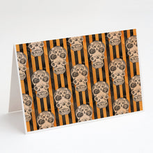 Load image into Gallery viewer, Watecolor Halloween Day of the Dead Head Greeting Cards -  Blank Note Cards – 8-Pack of Artist-Designed Cards with Envelopes