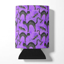 Load image into Gallery viewer, Watecolor Halloween Black Cats on Purple Can or Bottle Hugger BB7528CC