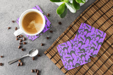 Load image into Gallery viewer, Watecolor Halloween Black Cats on Purple Foam Coaster  BB7528FC