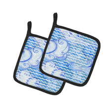 Load image into Gallery viewer, Beach Watercolor Abstract Waves Pot Holders - Set of 2 - Heat-Resistant Kitchen Essentials BB7530PTHD