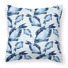 Load image into Gallery viewer, Beach Watercolor Fishes Fabric Decorative Pillow BB7532PW1818