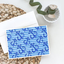 Load image into Gallery viewer, Beach Watercolor Anchors Greeting Cards -  Blank Note Cards – 8-Pack of Artist-Designed Cards with Envelopes