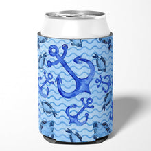 Load image into Gallery viewer, Beach Watercolor Anchors and Fish Can or Bottle Hugger BB7534CC