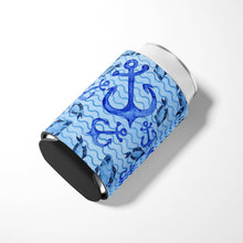 Load image into Gallery viewer, Beach Watercolor Anchors and Fish Can or Bottle Hugger BB7534CC