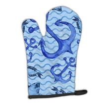 Load image into Gallery viewer, Beach Watercolor Anchors and Fish Oven Mitt BB7534OVMT