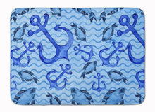 Load image into Gallery viewer, Beach Watercolor Anchors and Fish Machine Washable Memory Foam Mat BB7534RUG