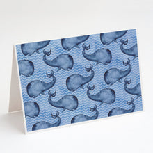 Load image into Gallery viewer, Beach Watercolor Whales Greeting Cards -  Blank Note Cards – 8-Pack of Artist-Designed Cards with Envelopes
