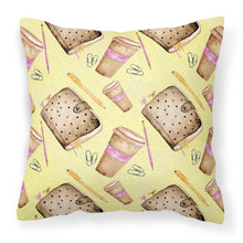 Load image into Gallery viewer, Watercolor Coffee and Journal Fabric Decorative Pillow BB7537PW1818