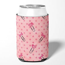 Load image into Gallery viewer, Watercolor Paper Clips and Polkadots Pink Can or Bottle Hugger BB7543CC