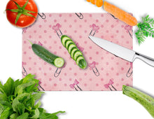 Load image into Gallery viewer, Watercolor Paper Clips and Polkadots Pink Glass Cutting Boards – Durable, Decorative Kitchen Art Large BB7543LCB