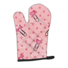 Load image into Gallery viewer, Watercolor Paper Clips and Polkadots Pink Oven Mitt BB7543OVMT