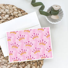 Load image into Gallery viewer, Watercolor Princess Crown on Pink Greeting Cards -  Blank Note Cards – 8-Pack of Artist-Designed Cards with Envelopes