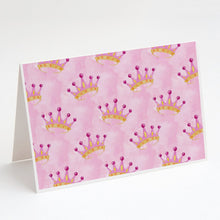 Load image into Gallery viewer, Watercolor Princess Crown on Pink Greeting Cards -  Blank Note Cards – 8-Pack of Artist-Designed Cards with Envelopes