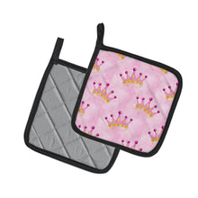 Load image into Gallery viewer, Watercolor Princess Crown on Pink Pot Holders - Set of 2 - Heat-Resistant Kitchen Essentials BB7546PTHD