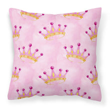 Load image into Gallery viewer, Watercolor Princess Crown on Pink Fabric Decorative Pillow BB7546PW1818