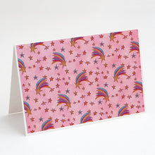 Load image into Gallery viewer, Watercolor Shooting Stars on Pink Greeting Cards -  Blank Note Cards – 8-Pack of Artist-Designed Cards with Envelopes