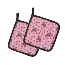 Load image into Gallery viewer, Watercolor Shooting Stars on Pink Pot Holders - Set of 2 - Heat-Resistant Kitchen Essentials BB7548PTHD
