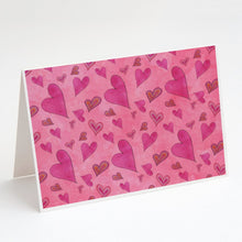 Load image into Gallery viewer, Watercolor Love and Hearts Greeting Cards -  Blank Note Cards – 8-Pack of Artist-Designed Cards with Envelopes