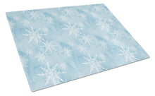 Load image into Gallery viewer, Watercolor Snowflake on Light Blue Glass Cutting Boards – Durable, Decorative Kitchen Art Large BB7552LCB