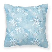 Load image into Gallery viewer, Watercolor Snowflake on Light Blue Fabric Decorative Pillow BB7552PW1818