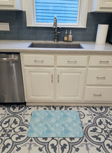 Load image into Gallery viewer, Watercolor Snowflake on Light Blue Machine Washable Memory Foam Mat BB7552RUG