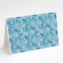 Load image into Gallery viewer, Watercolor Snowflake on Blue Greeting Cards -  Blank Note Cards – 8-Pack of Artist-Designed Cards with Envelopes