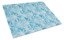 Load image into Gallery viewer, Watercolor Snowflake on Blue Glass Cutting Boards – Durable, Decorative Kitchen Art Large BB7553LCB