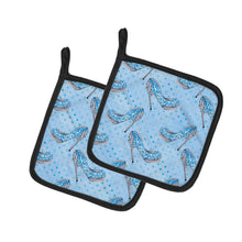 Load image into Gallery viewer, Watercolor Cinderella Shoe in Blue Pot Holders - Set of 2 - Heat-Resistant Kitchen Essentials BB7554PTHD