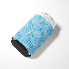 Load image into Gallery viewer, Watercolor Geometric Cirlce on Blue Can or Bottle Hugger BB7555CC