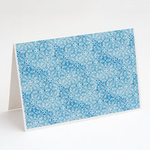 Load image into Gallery viewer, Watercolor Geometric Cirlce on Blue Greeting Cards -  Blank Note Cards – 8-Pack of Artist-Designed Cards with Envelopes