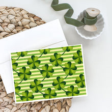 Load image into Gallery viewer, Watercolor Shamrock Stripes Greeting Cards -  Blank Note Cards – 8-Pack of Artist-Designed Cards with Envelopes