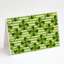Load image into Gallery viewer, Watercolor Shamrock Stripes Greeting Cards -  Blank Note Cards – 8-Pack of Artist-Designed Cards with Envelopes