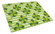 Load image into Gallery viewer, Watercolor Shamrock Stripes Glass Cutting Boards – Durable, Decorative Kitchen Art Large BB7557LCB