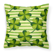 Load image into Gallery viewer, Watercolor Shamrock Stripes Fabric Decorative Pillow BB7557PW1818